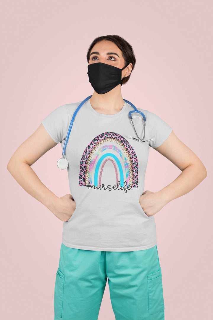 Nurse Life TShirt, Rainbow Shirt, Registered Nurse, Nursing Grad Gift, Leopard Print T-Shirt, LPN RN, Gift For Nurses SheCustomDesigns