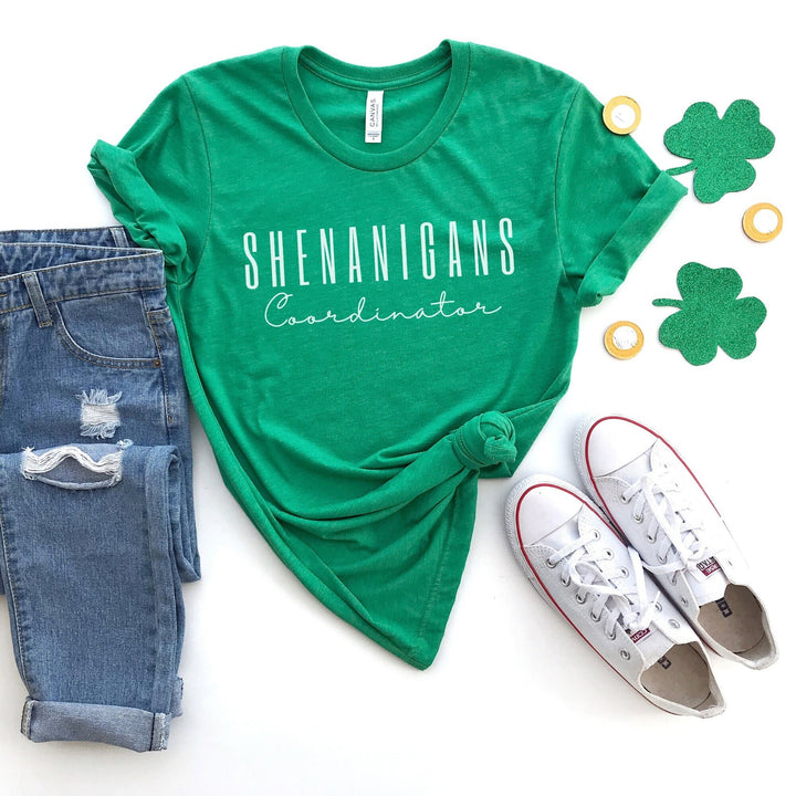 Shenanigans Coordinator T-Shirt, St Patricks Day Shirt, Feeling Lucky, St Pattys Day Tee, Womens St Paddy's Day Shirt, Funny Irish Shirt SheCustomDesigns