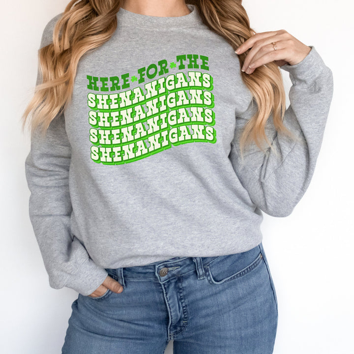 Here For The Shenanigans, St Patricks Day Sweatshirt, St Patrick's Day Sweater, St Pattys Shirt, Shenanigans Coordinator Shirt, Cute Sweater SheCustomDesigns
