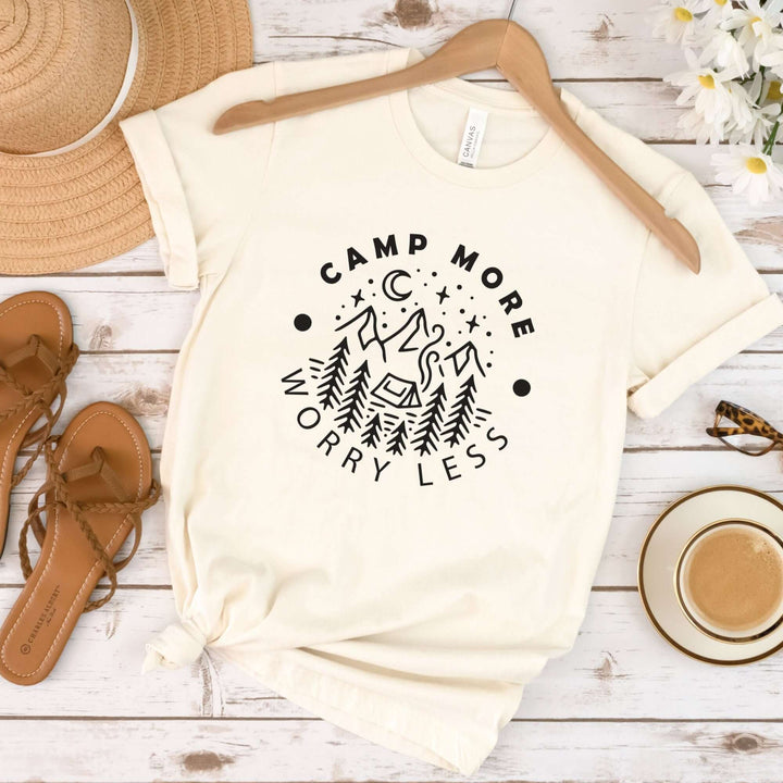 Camping Shirts Womens, Camping T Shirt, Camp More Worry Less Shirt, Gift For Camper, Camping Tee, Camp Life Shirt, RV Camping SheCustomDesigns