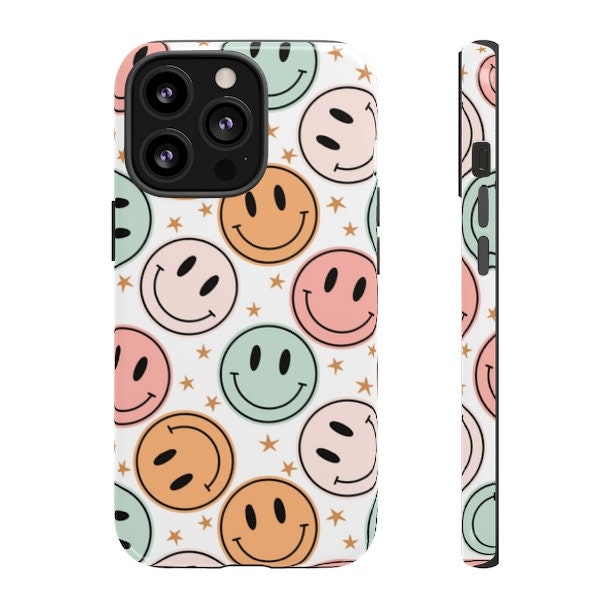 Smiley Face Phone Case iPhone, Happy Smiley, 90s Aesthetic, Hard Cover Phone Case, iPhone Case, Samsung Case, Trendy Smiley Face SheCustomDesigns